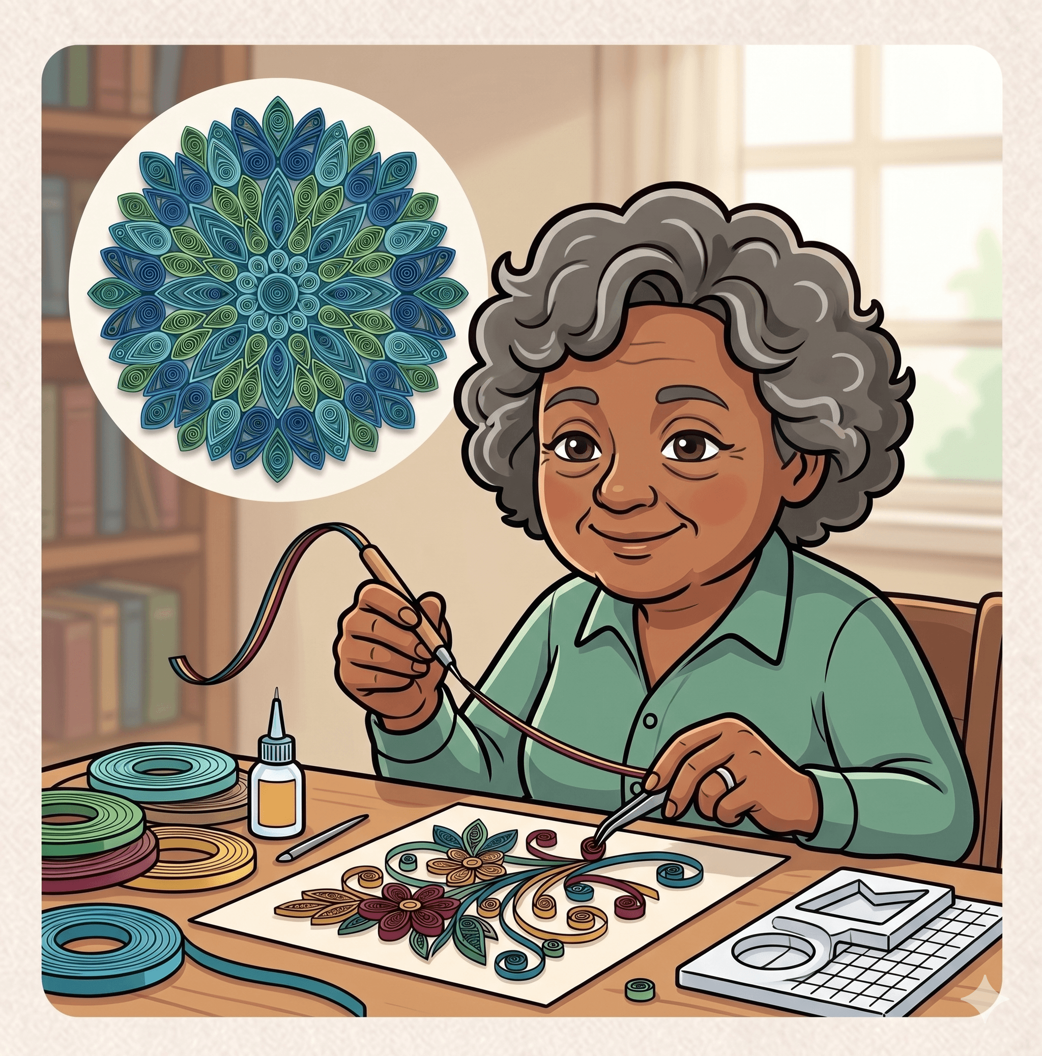 Sylvita enseñando quilling