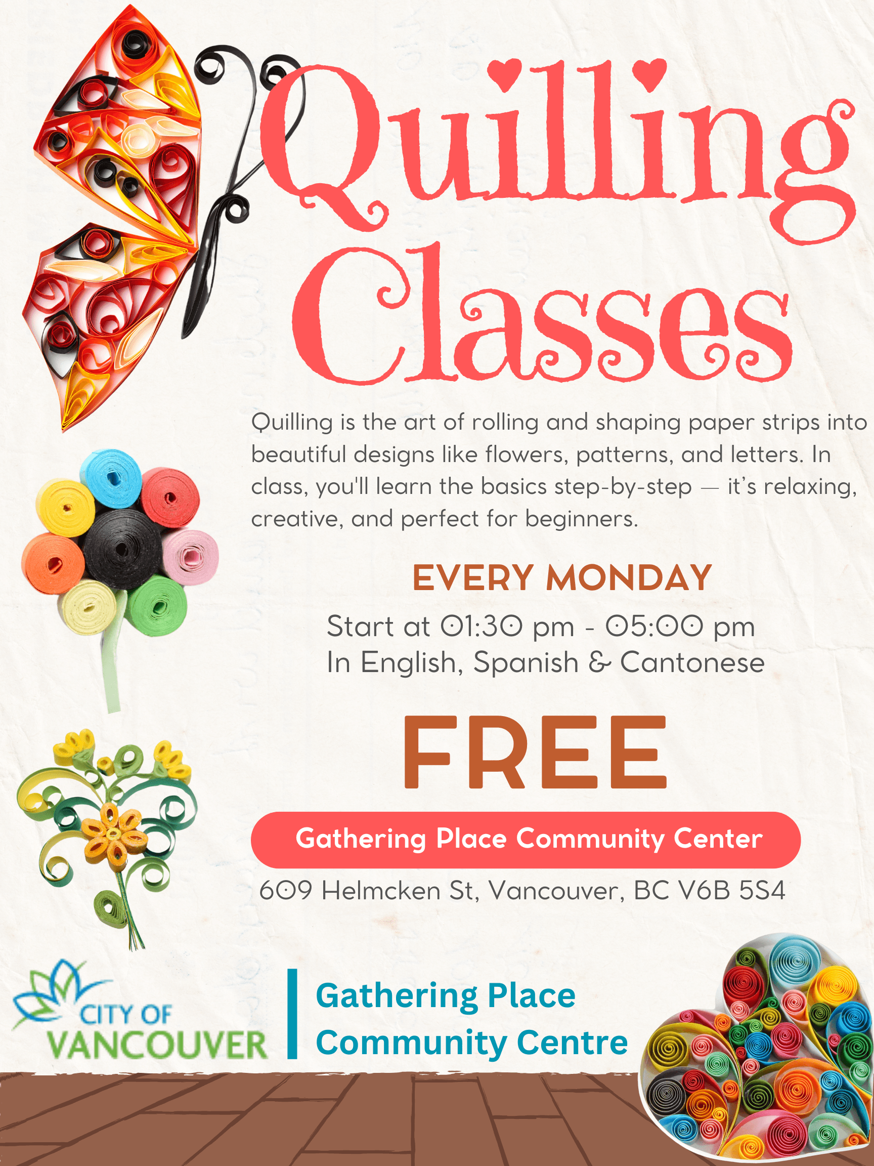 Póster de las clases de quilling